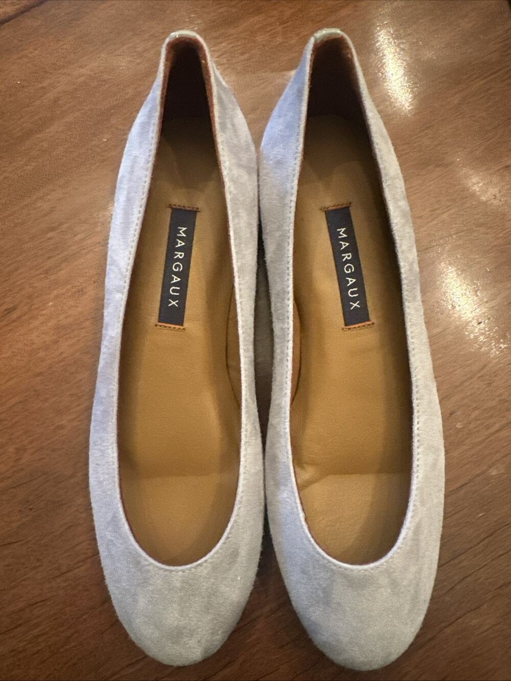 Margaux Womens Suede Round Toe Solid Slip On Flats Light Blue Size 34.5